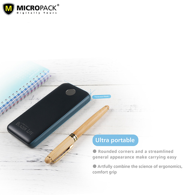 MicroPack BLAZER Lite PB-10KL Dual Input Type C 10000mAh Powerbank. 