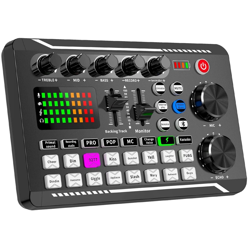 F998 Live Sound Card Audio Mixer Podcast, for Sound Effects Board. 