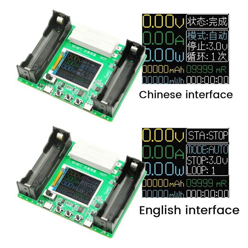 18650 Lithium Battery Capacity Tester Battery Tester Module MAh MWh Type C Digital Battery Power Detector Module 18650 Battery Tester. 