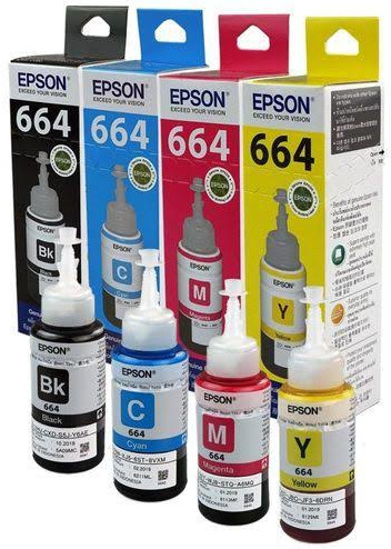 Epson 664 4-Pcs Set Original Printer Color Ink Bottle Refill. 