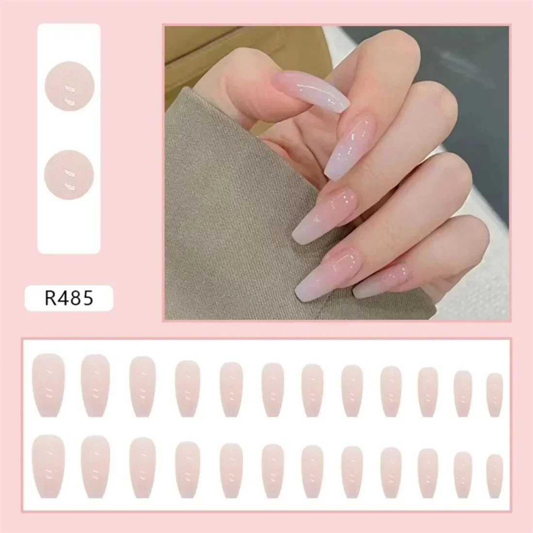 24Pcs Artificial Nail Art Nails Full Coverage Removable Nail Design Blue Heart Ballet Short Press on Nails AcrylicTips. 