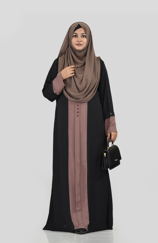 Abaya Tahba Prime Borkha Middle Another Color Chest Top Button System Sleeves Other Color Combination and Imported Dubai Cherry Premium. 