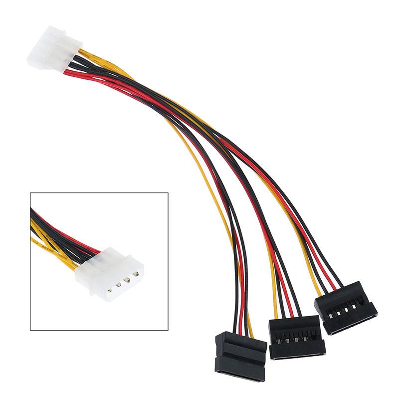 SATA Adapter Cable IDE 4Pin Male To 3 Port SATA Female Splitter Hard Drive Power Supply Cable SATA Cable 22cm. 