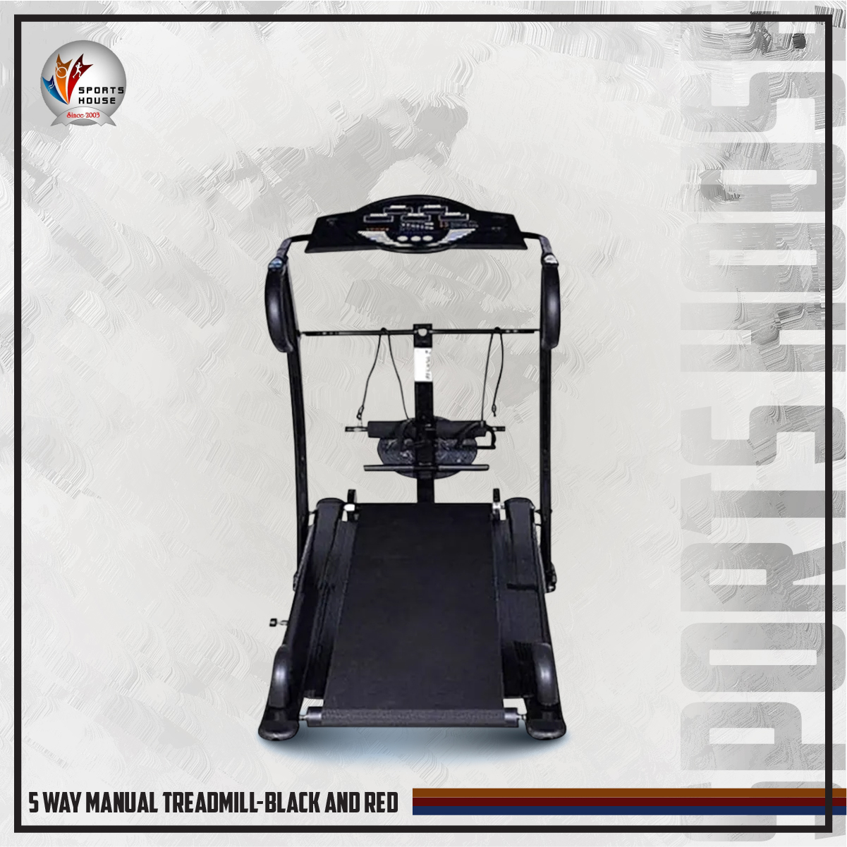 5 Way Manual Treadmill-Black and Red. 