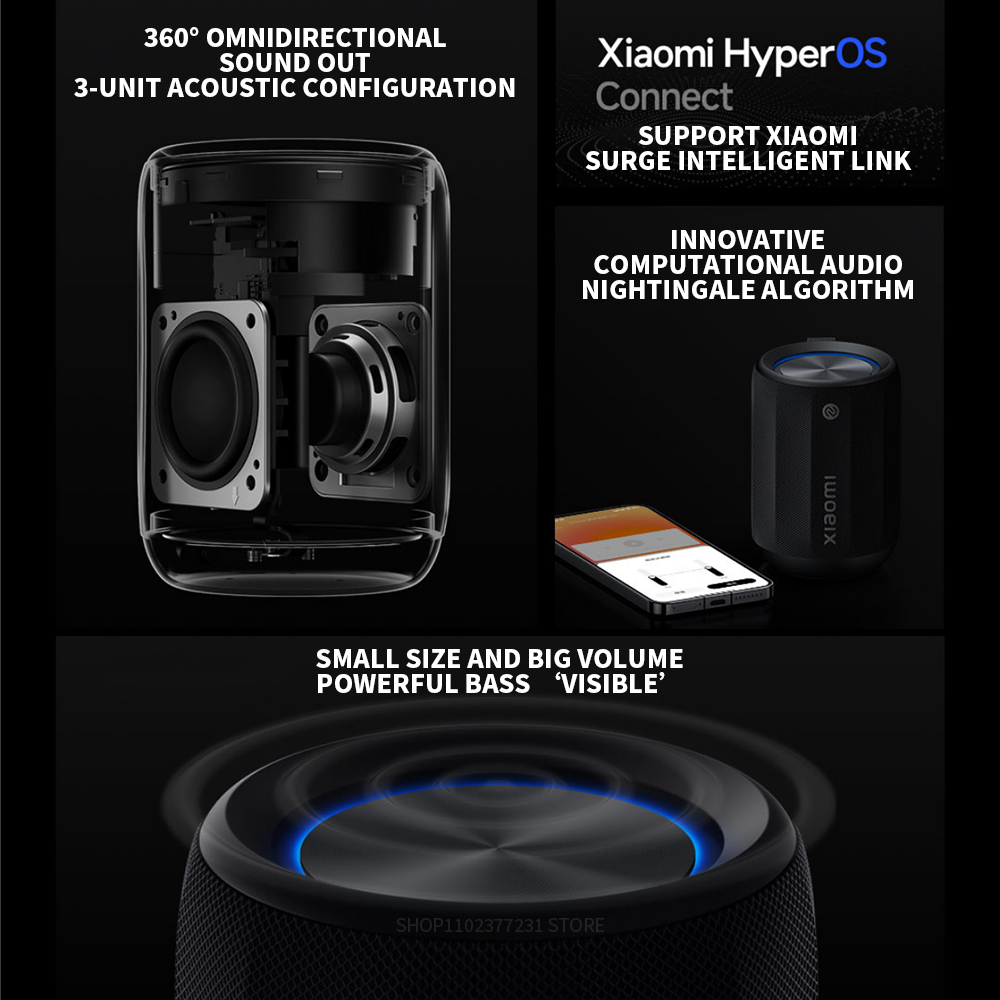 Xiaomi Bluetooth Speaker Mini ASM01A Bluetooth 5.3 RGB Light IP67 360°Omnidirectional Stereo Outdoor Portable Sound Mi Home APP. 