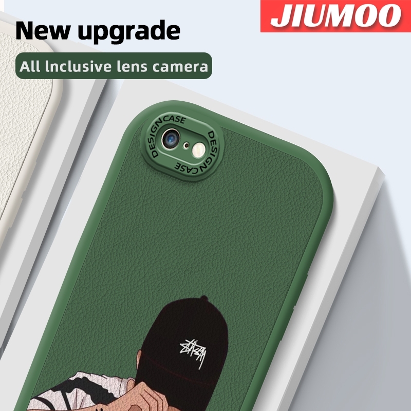 JIUMOO For iPhone 6 Plus iPhone 6s Plus Case Fashion Cool Tide Boy Men Thin New Design Leather Soft Back Cover Camera Protection Cases Shockproof Casing. 