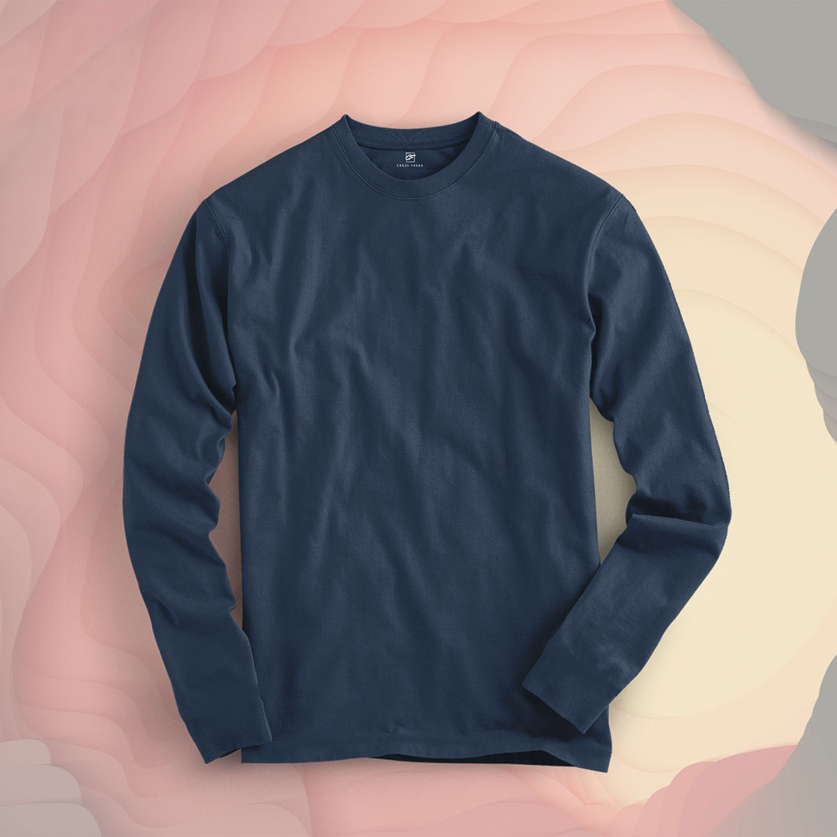Ocean Blue Solid Full Sleeve T-shirt by 