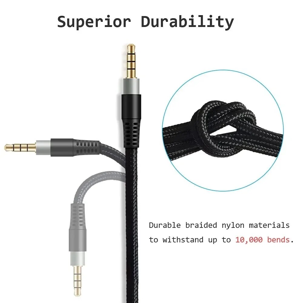 Nylon Braided OFC Replacement USB A 7.1 Surround Sound Cable Extension Cord For Redragon H510 Zeus Wired Gaming Headsets. 