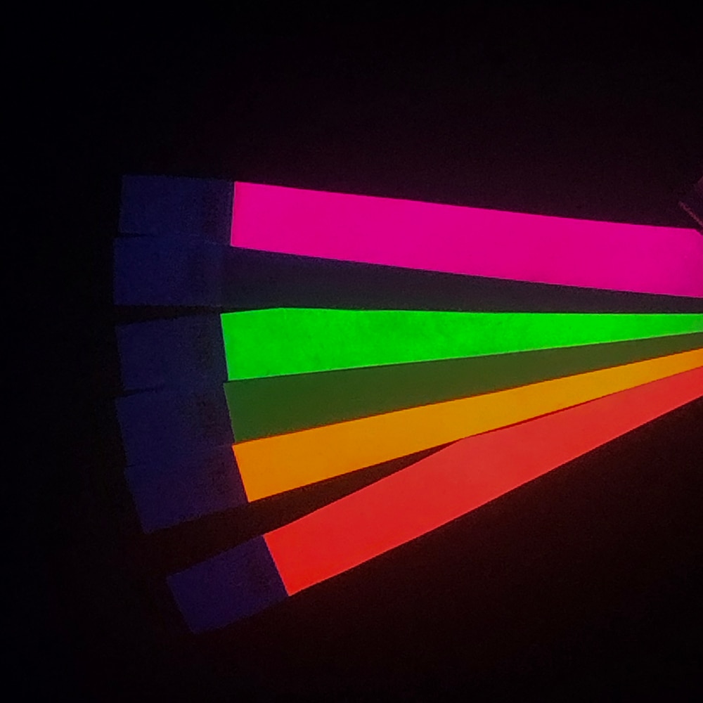 100 Pcs Cheap One Time Use Tyvek Bracelet Different Neon Paper All Colors Wristbands for Events and Wedding Party. 