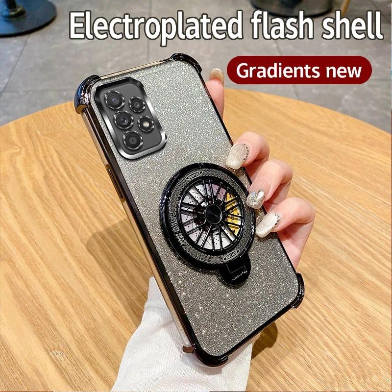 For Samsung Galaxy A23 5G Case Shockproof Electroplated TPU Rotating Gyro Stand Cover Phone Casing For SamsungA23 5G Back cover. 