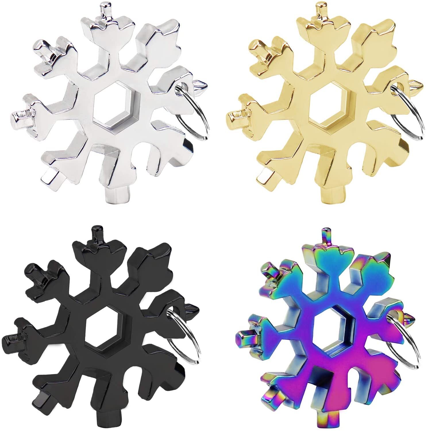 18-in-1 Snowflake Stainless Steel Multitool,Bottle Opener/Wrench/Screwdriver/Hand tools with Keychain, Tool Kit for All Occasions, Gadgets. 