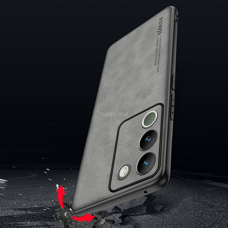 Vantime for Vivo V29e 5G Case Soft Pure Leather Slim Matte Back Cover. 