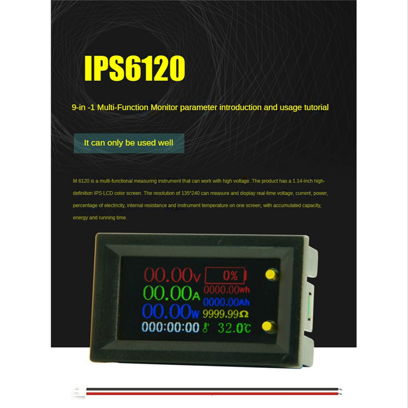 20A 9 in 1 IPS LCD Voltage Current Power Energy Voltmeter Ammeter Battery Electricity Test Meter. 