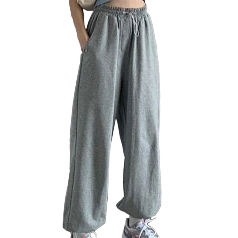  SDCVRE straight trousers Harem Pants Women Korean Style  Streetwear Cool Teens Leisure All-match Solid Running Pantalones Mujer  Drawstring Casual,gray,XXL : Clothing, Shoes & Jewelry