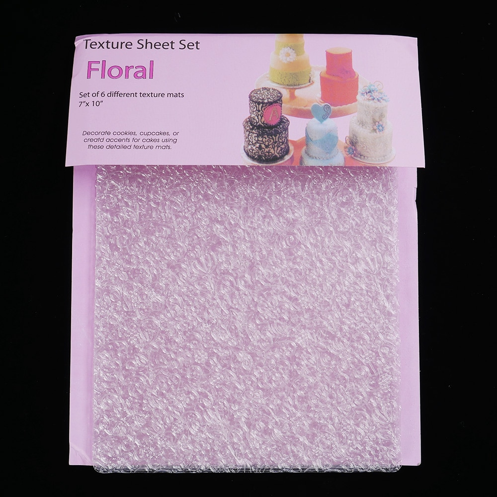 6Pcs Plastic Fondant Molds Stencil for Cake Cookies Tyre Pattern Texture Mat Cake Decorating Tool Baking Embossing Pad. 