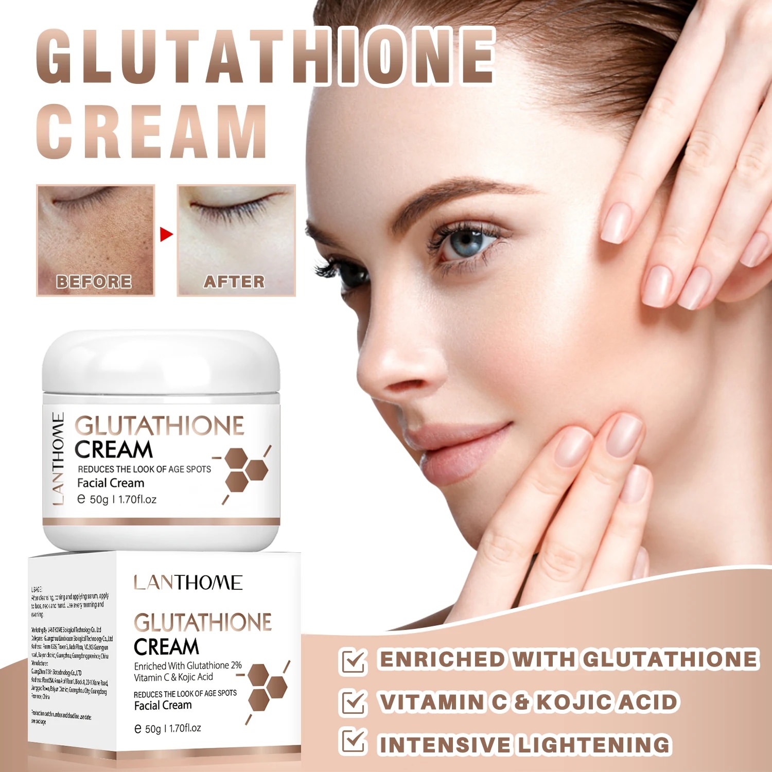 Glutathione Face Cream Face Care Vitamin C Kojic Acid Complexion Whitening  Facial Nourishment Eliminates Renews Skin Vitality | Daraz.com.bd