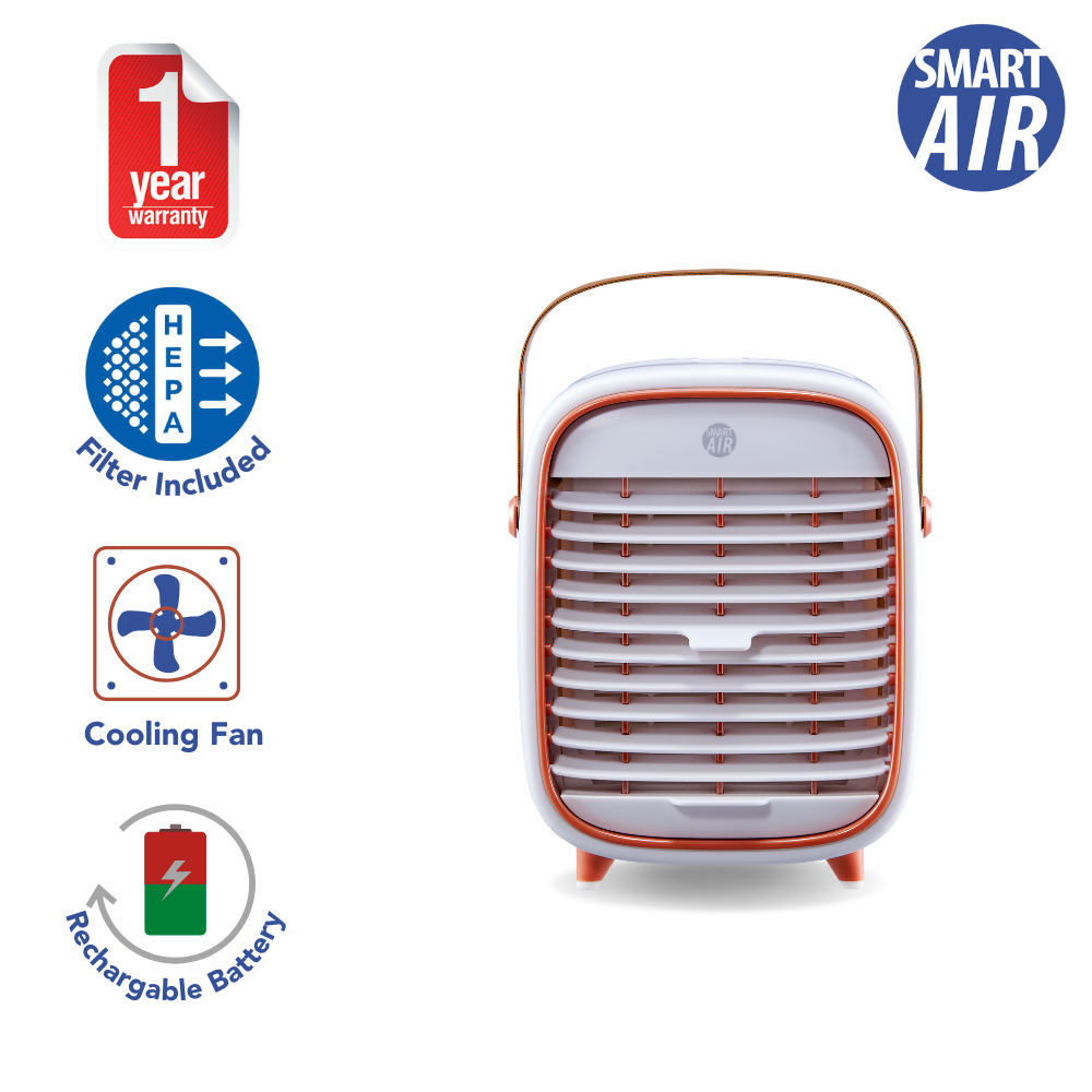 Smart Air QT3 Portable Air Purifier with Cooling Fan + HEPA H11 Filter for Travel (with Battery) | Travel-Friendly Air Purifier for Car | Rechargeable Mini Air Purifier for Room and Office Desk