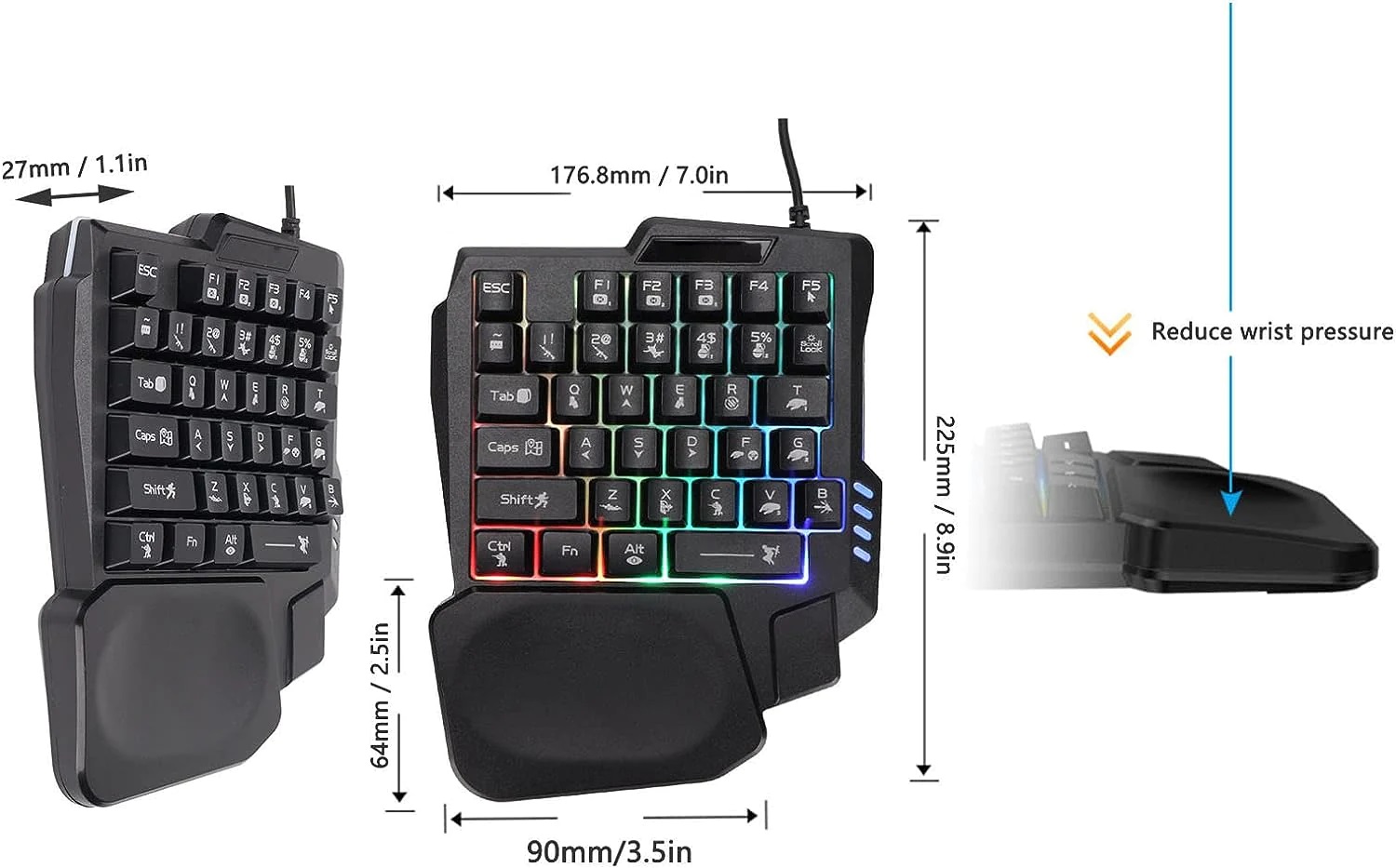 5 In 1 Combo Gaming Keyboard And Mouse Wireless Bluetooth For PC Smartphone PUBG Mobile Game Accessories. 