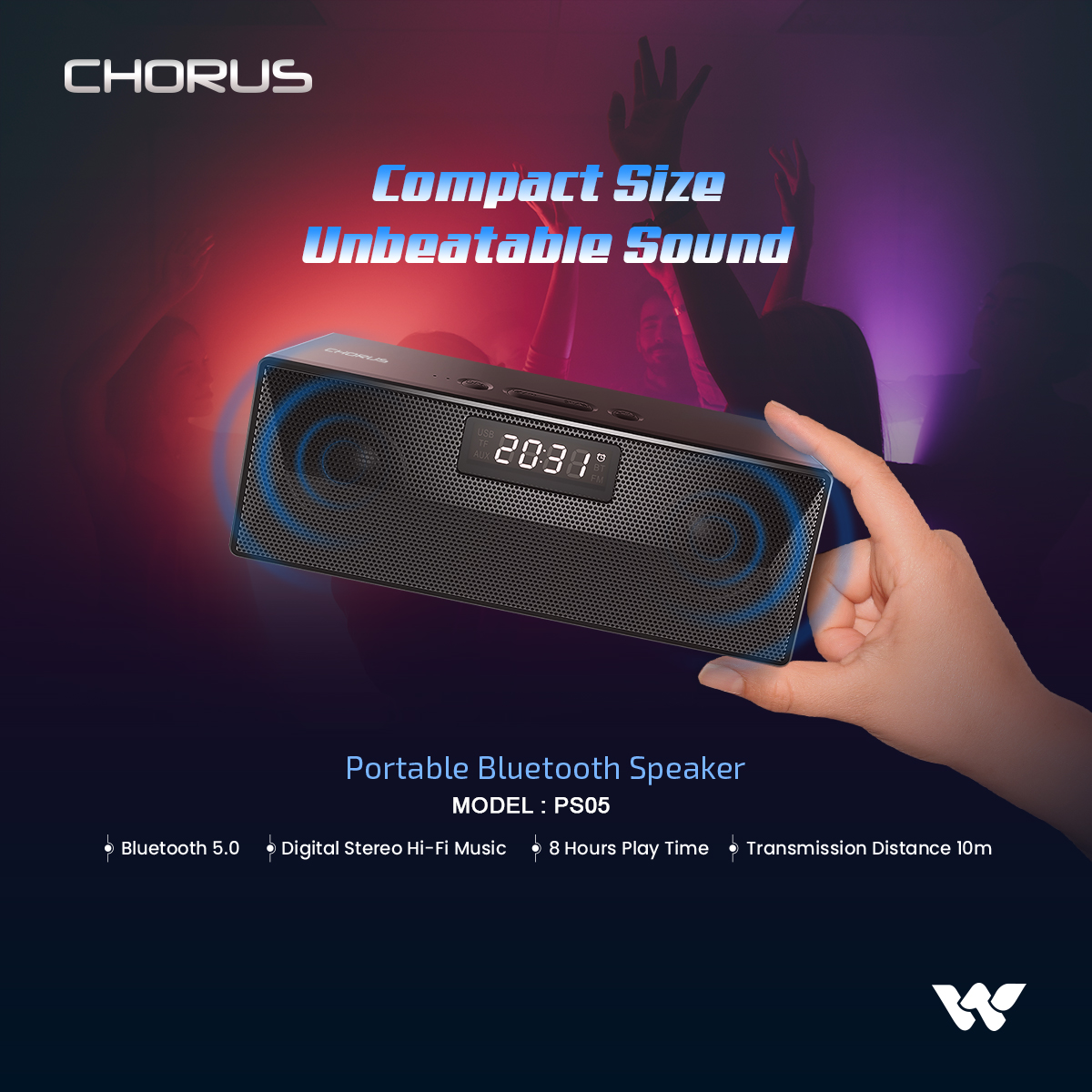 Walton Portable Blutooth PS05 Clear and Strong Sound 45mm Full Range Speaker *2. 