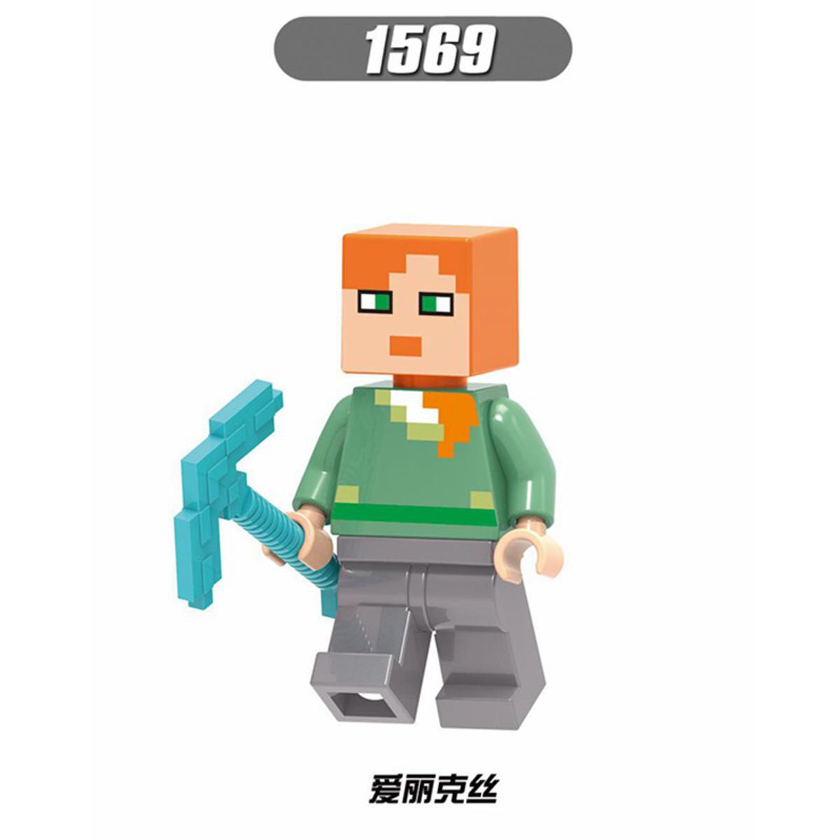 【Yurui】Green Cat My World Minifigures Steve Alex Zombie Iron Golem Model Building Blocks Diy Toys Gifts. 