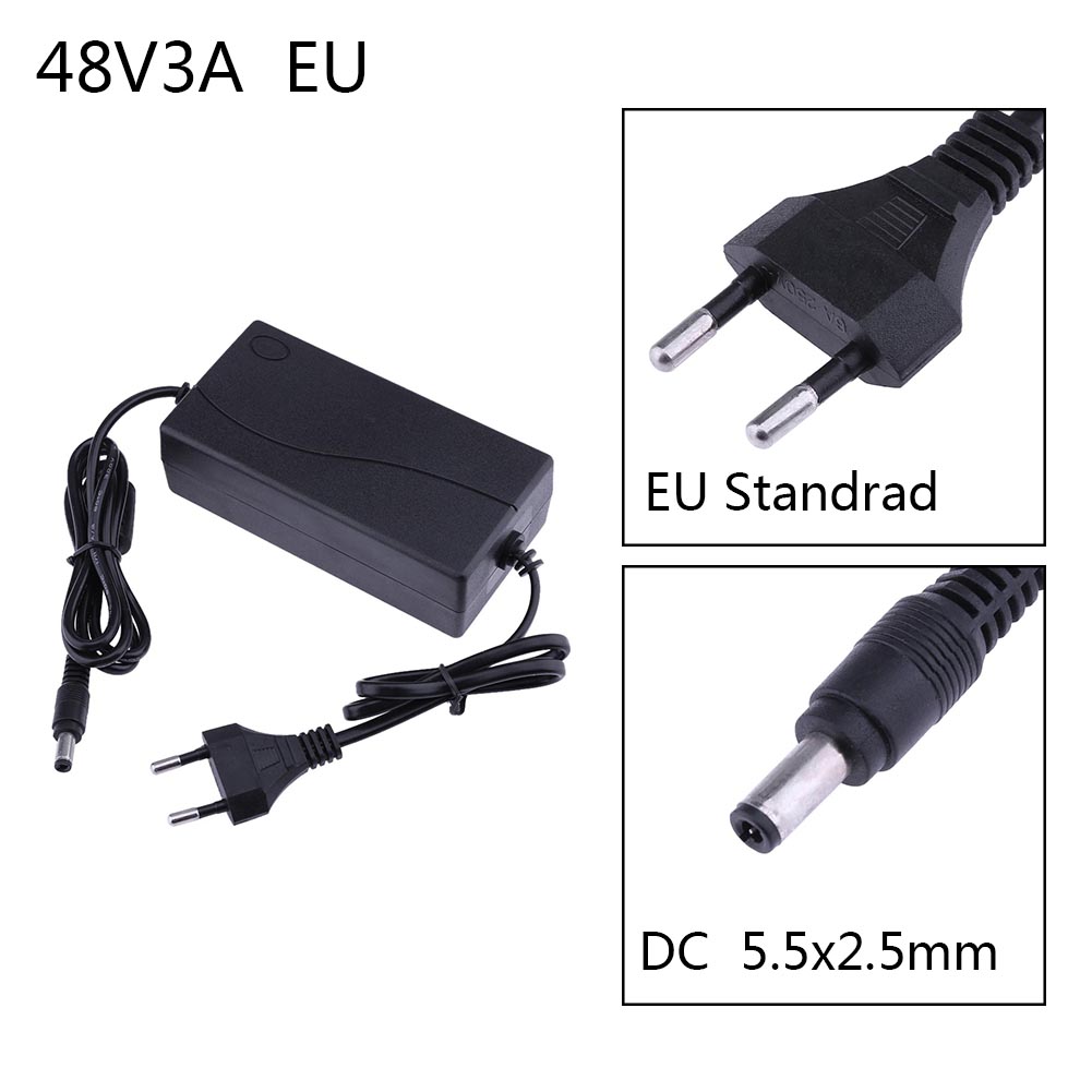 48V 3A Charger Power Supply 5.5x2.5mm Transformer Wall Adapter Multi-protection Input 100V-240V for POE Switch. 