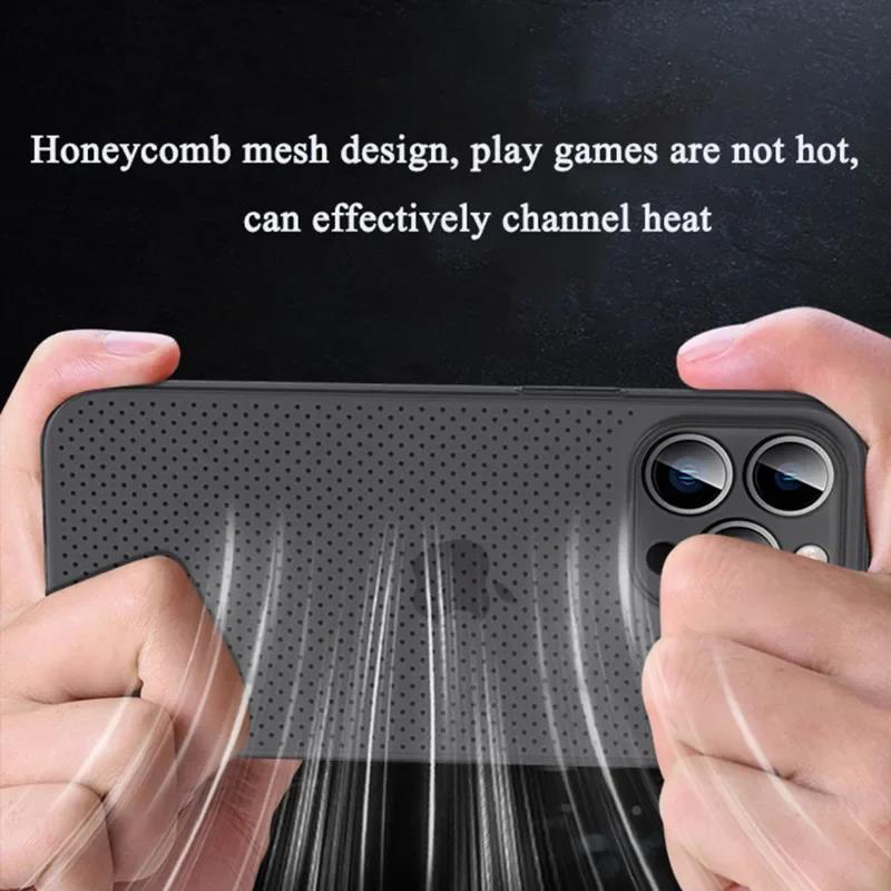 Heat Dissipation Cooling Case for IPhone 16 Pro Max Ultra Thin Matte Funda for IPhone 15 14 13 12 Pro Max Plus Mesh Slim Hard PP. 