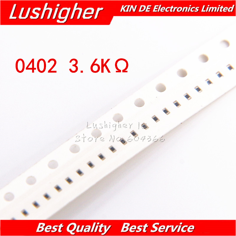 100PCS 0402 SMD Resistor 1% 3600ohm 362 3.6Kohm 3.6K