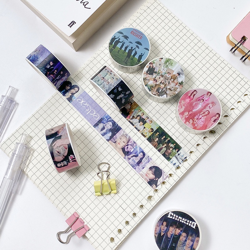 Kpop BTS Twice Straykids Blackpink EN Aespa Hand Account Paper Tape. 