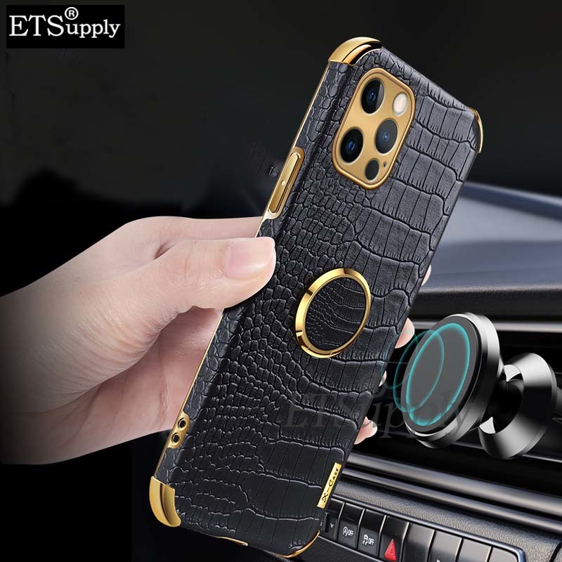 Phone Case Tecno Spark 20Pro 20C Soft Case Crocodile Pattern Texture Leather Handphone Shockproof Adsorb Ring Back Cover Tecno Spark 20 C 20 Pro Case. 