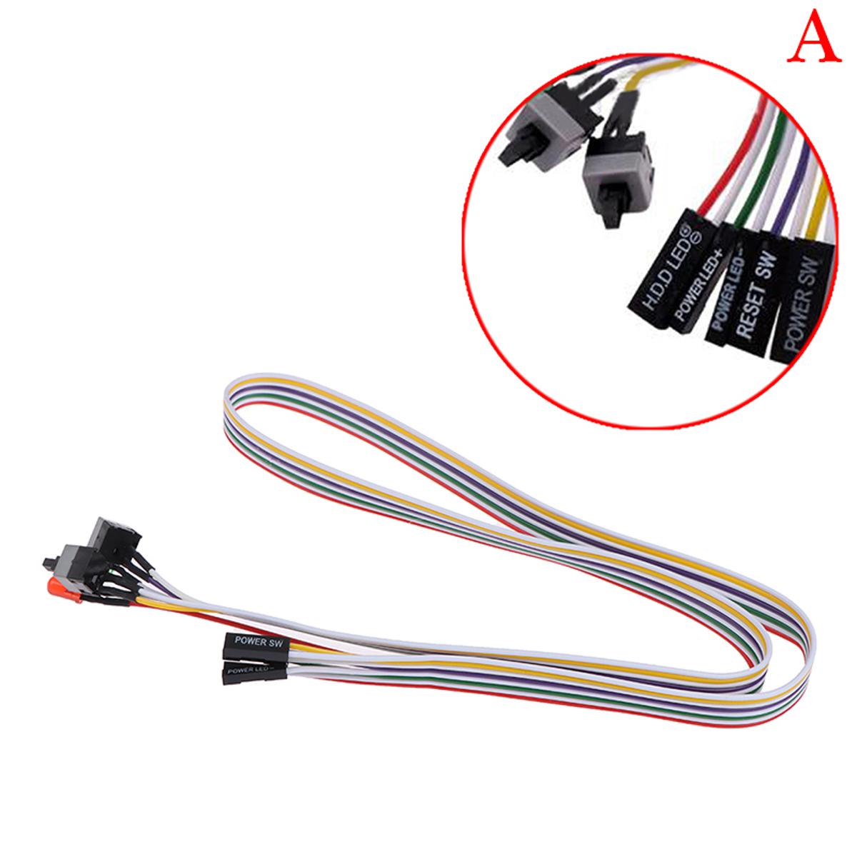 ATX PC Compute Motherboard Power Cable On/Off/Reset LED Light Power Reset Switch