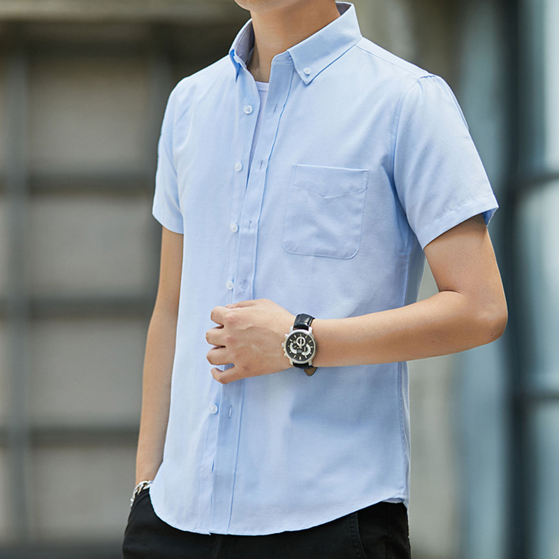 2024 New Oxford Textile Long Sleeve Shirt Men's White Shirt Men's Korean Version Slim Solid Color Young and Middle-aged Casual Men's Wear