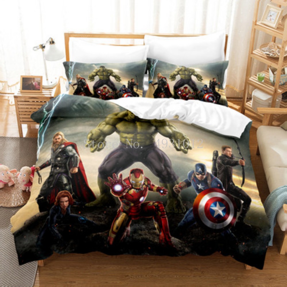 Avengers Hero Series Groot Bedding Set Digital Print 3Pcs Duvet Cover Pillowcase Home Textile Single Double King Bed Size. 