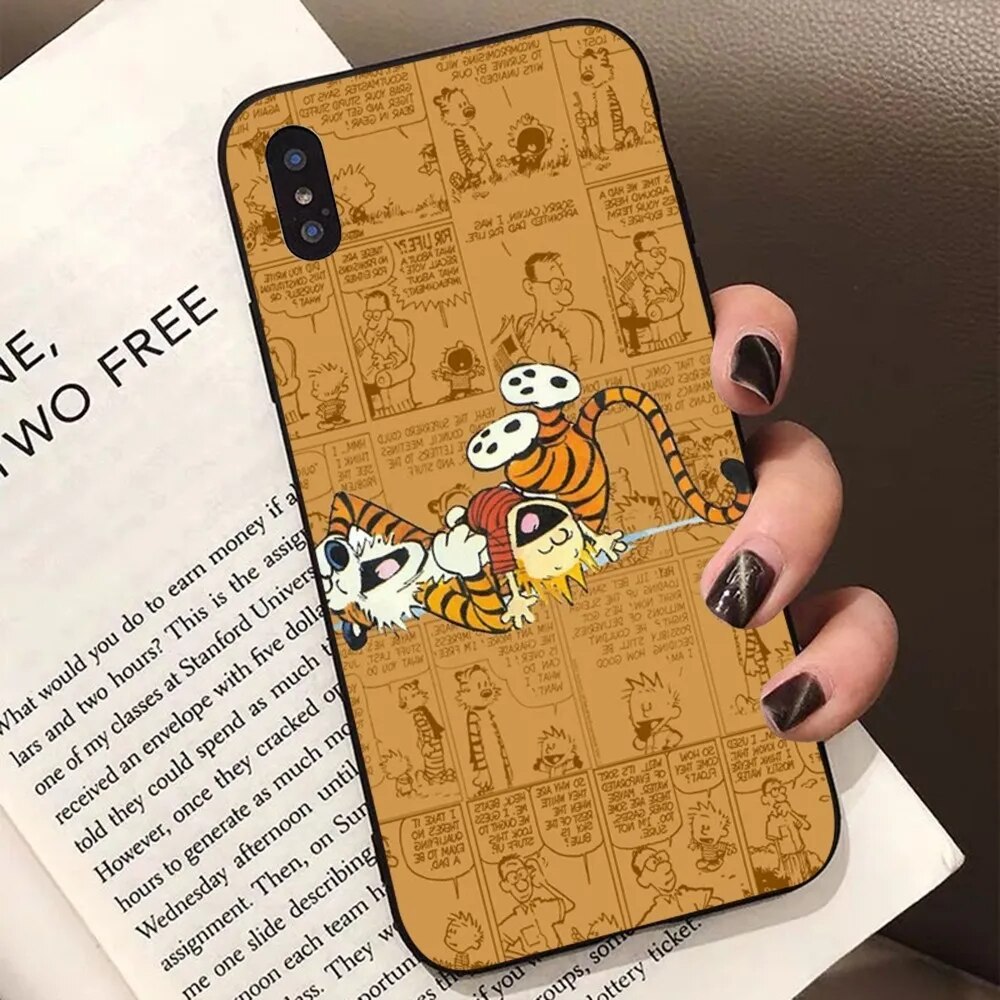 C-Calvin and H-Hobbes Phone Case for iPhone 15 8 7 6 6S Plus X SE 2020 XR XS 14 11 12 13 Mini Pro Max Mobile Case. 