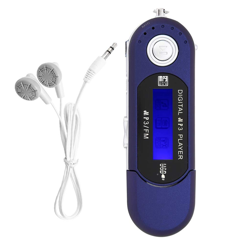 MP3 Player MP3 USB Player Music FM Radio with Earphone 8GB, Portable with LCD Screen for Walking Running (Blue)