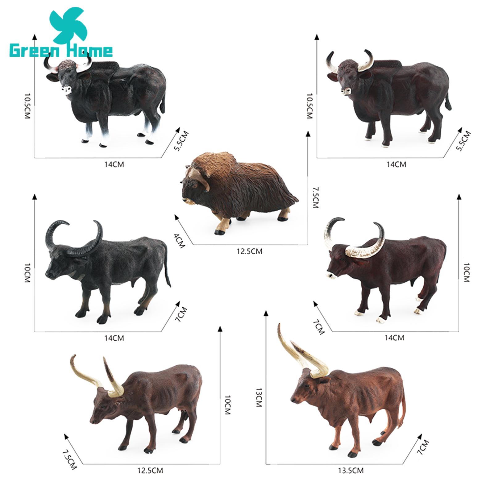 Green Home Cattle Model Water Buffalos Cattle Figurine Model Desktop Decoration. 