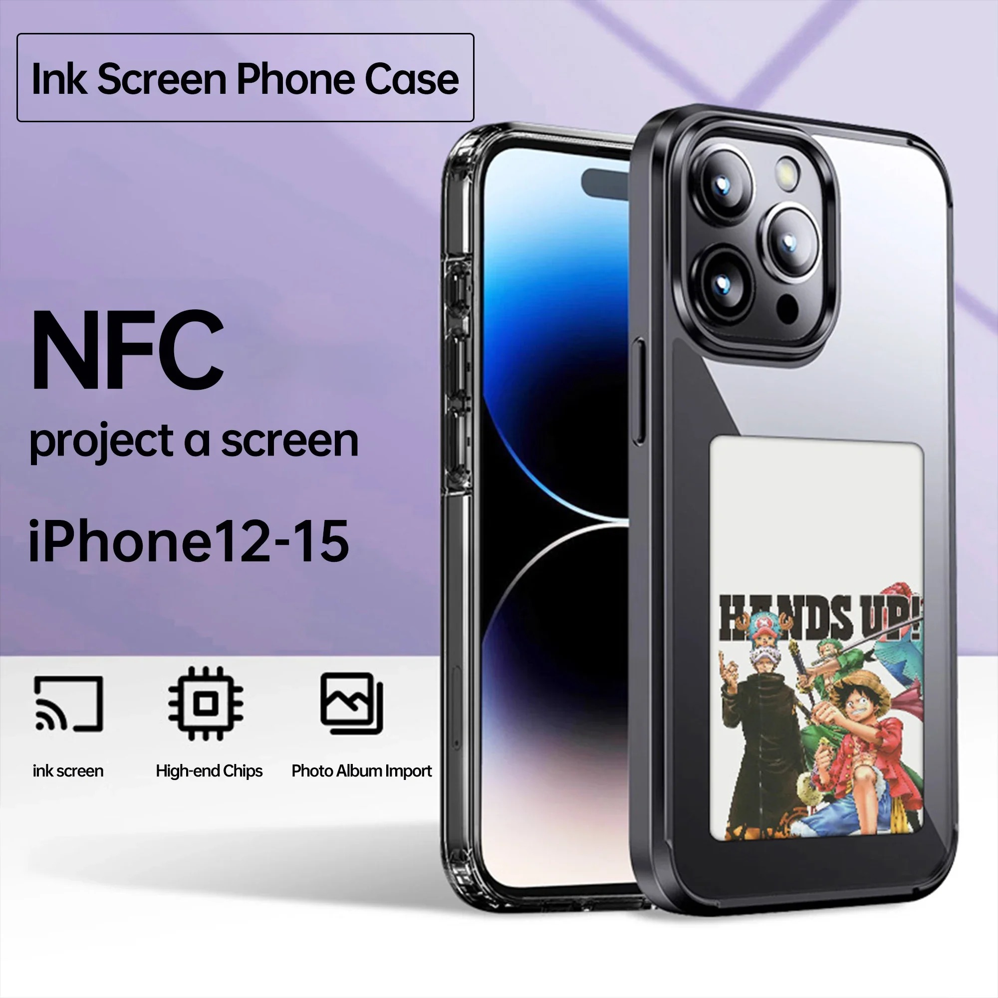 E-ink Screen Phone Case For iphone 13 14 15 Pro Max Smart DIY Can Change Picture NFC Refesh Phone Protective Cover Battery Free. 