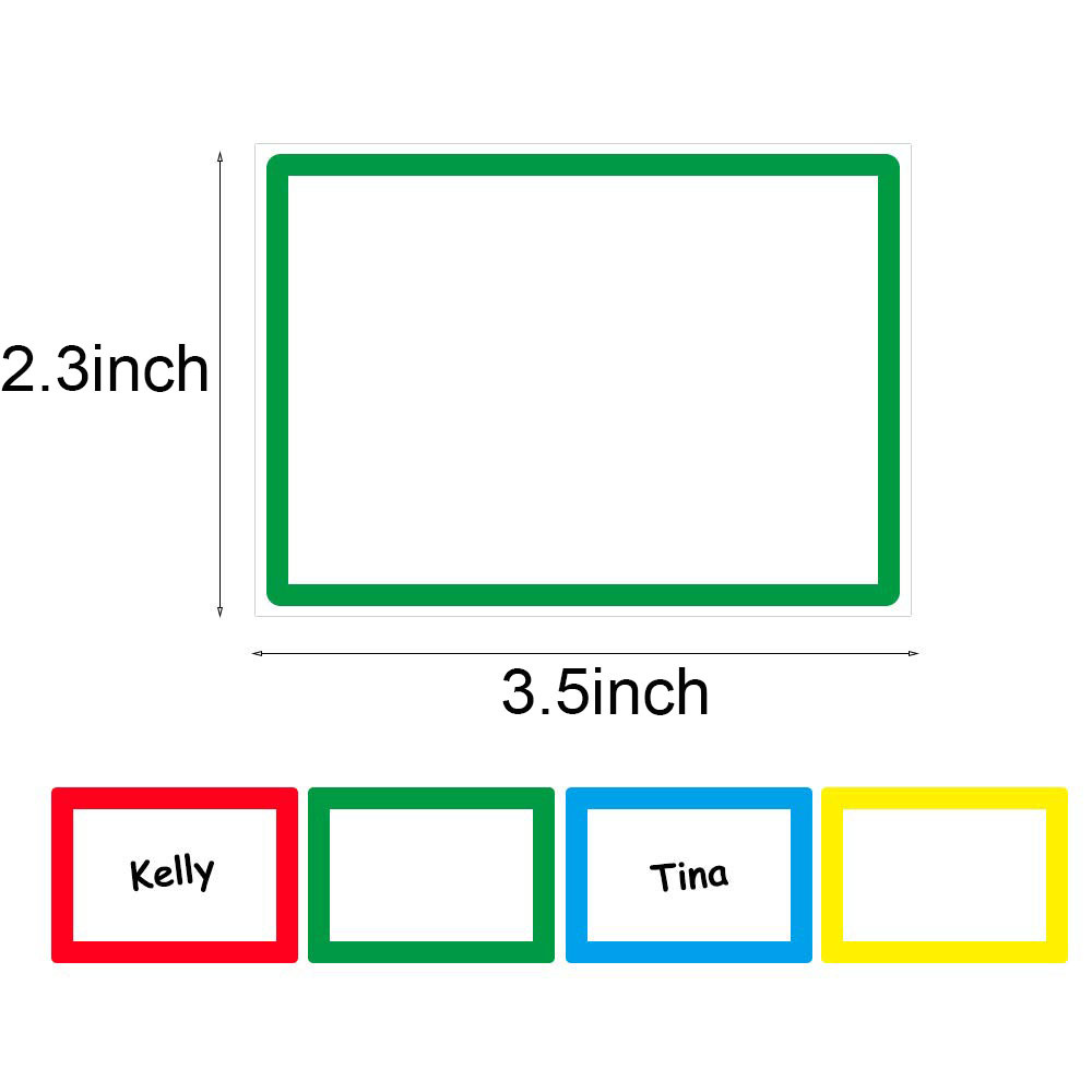 Labels , 1 Roll, 5 Colors, 3.5" x 2.25" , Adhesive Tags with Perforated Line for School Office Home Name Tag Stickers, 150/300pc Plain. 