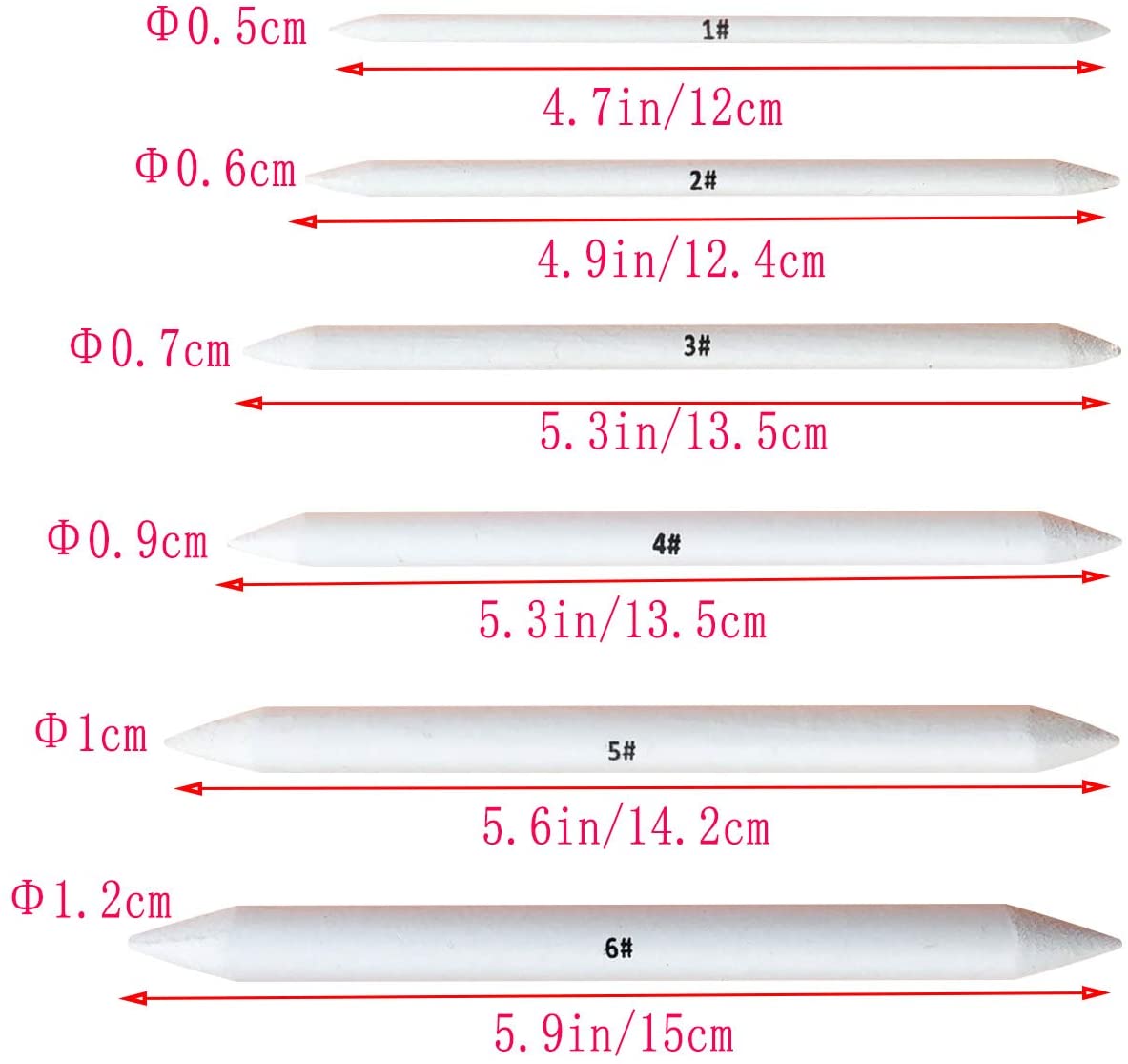 6 PCS Blending Stumps and Tortillions, Sketch Drawing Tools, Paper Art Blenders for Student Sketch Drawing. 