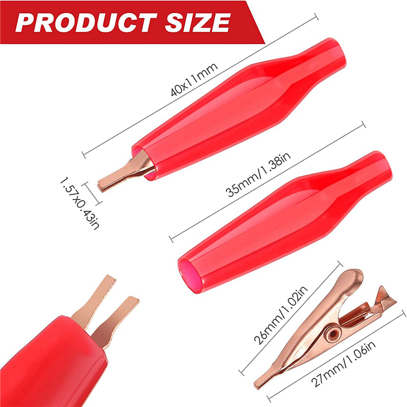 60 Mini Toothless Alligator Test Clips,Solid Copper Clips Electrical, 5Amp with Protective Insulation Cover for Solder. 