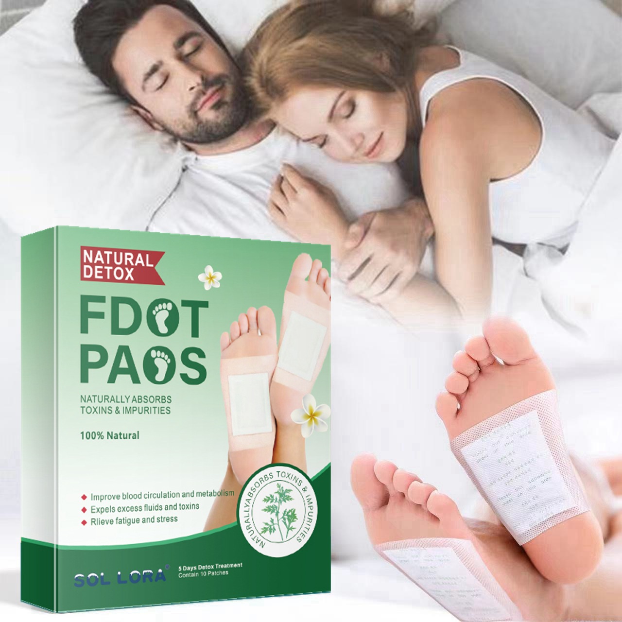 SOL LORA Cross-Border Aliexpress wish Amazon Argy Wormwood Foot Patch Gas Bamboo Ginger Foot Patch Bamboo Vinegar 10 Paste / Box. 