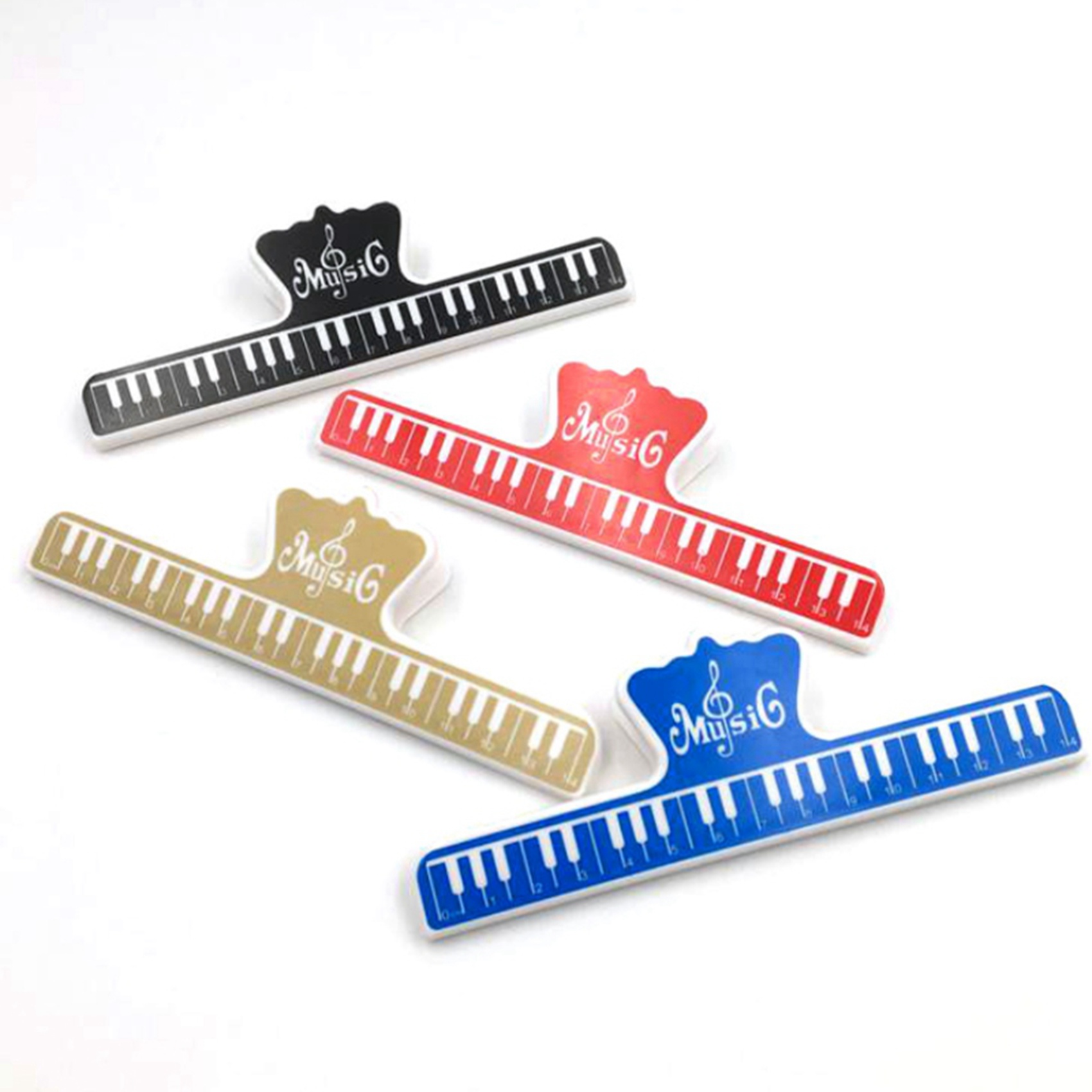 1 Pcs Music Themed Folder Holder Writable & 4 Pcs Music Book Note Paper Ruler Sheet Music Spring Clip Holder