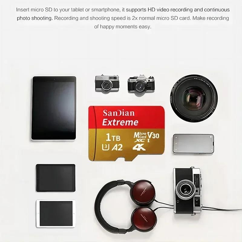 High Speed SD Card 1TB Original Micro TF/SD Card 512GB Large Capacity Memory Card 256GB Mini Flash Card for Phone/PC/Desktop/Mac. 
