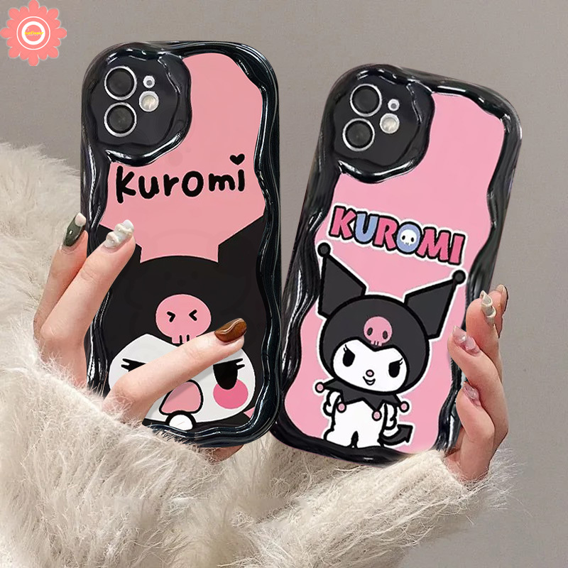 Cartoon Cute Sanrio Funny Kuromi Phone Case For Oppo A38 A76 A58 A78 A16 A98 A7 A5 A15 A53 A9 A54 A57 A17 A12 A5s A55 A95 A74 A96 A17k A1k A52 A3s A31 A16K A77s A77 Reno 8T 5 4F 3D Wavy Curved Edge Glossy Soft Cover