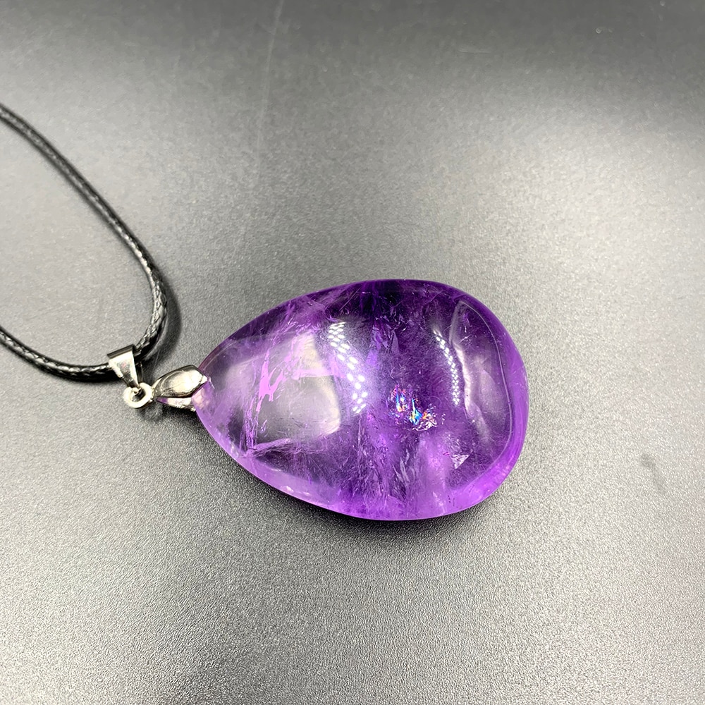 【VisioN Shop】Drop Shipping Natural Amethyst Quartz Crystal Pendant purple healing stone woman man gift Fashion. 