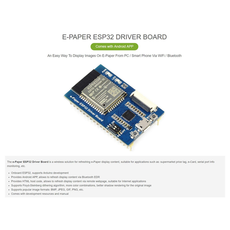 Waveshare Universal E-Paper Driver Board with WiFi Bluetooth. 