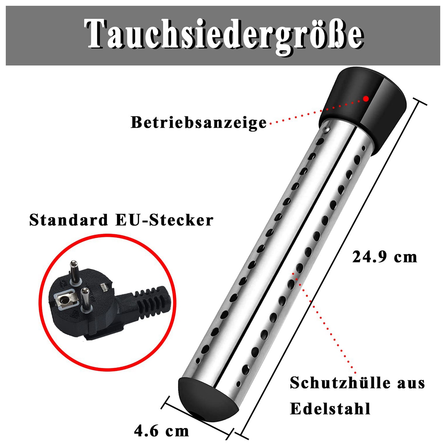 2500W Immersion Heater, Pool Heater Automatic Timer, Safe Pool Heating Immersion Heater, Perfect for Home Eu Plug. 