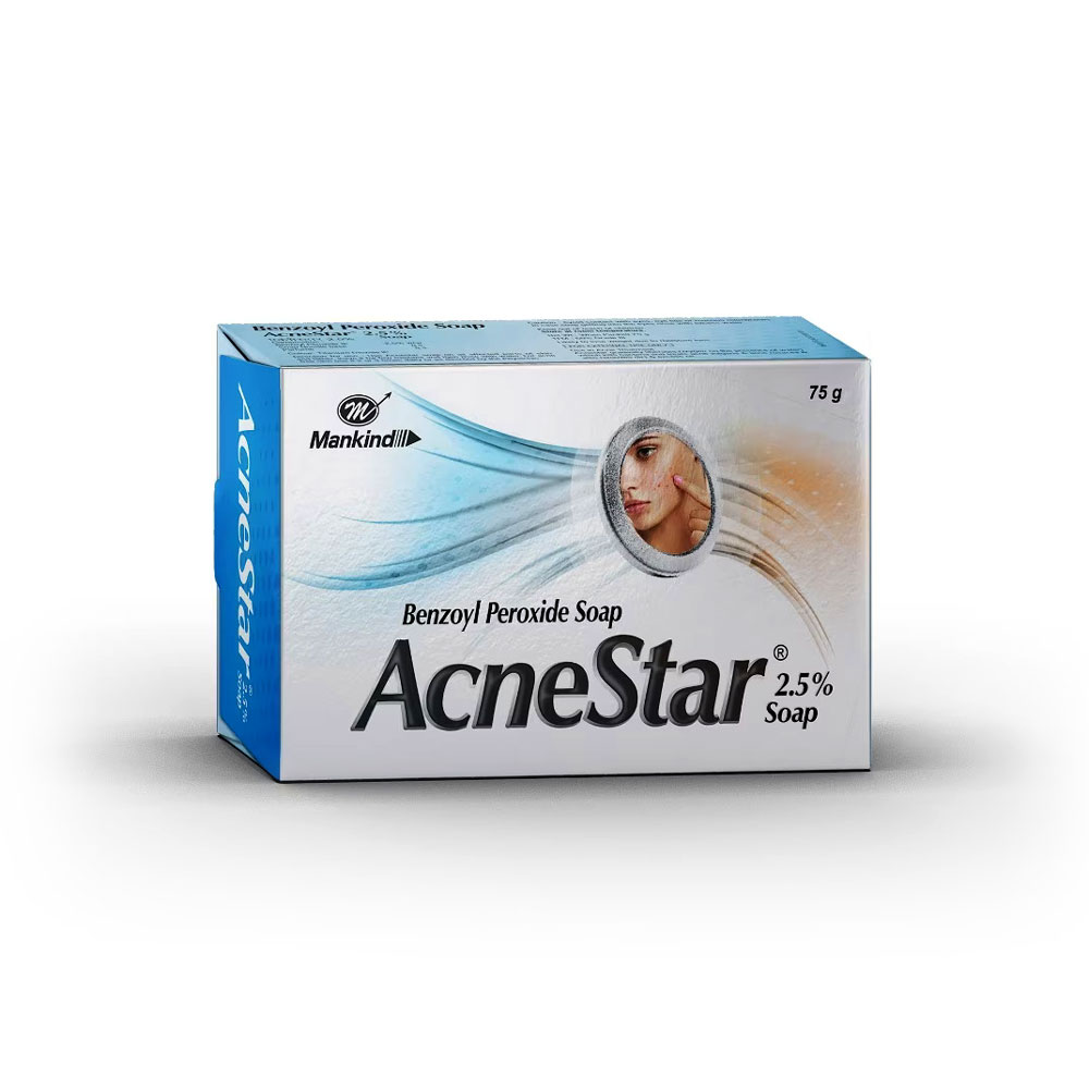 Mankind Benzoyl Peroxide Soap AcneStar 2.5% Soap - arfaana.com