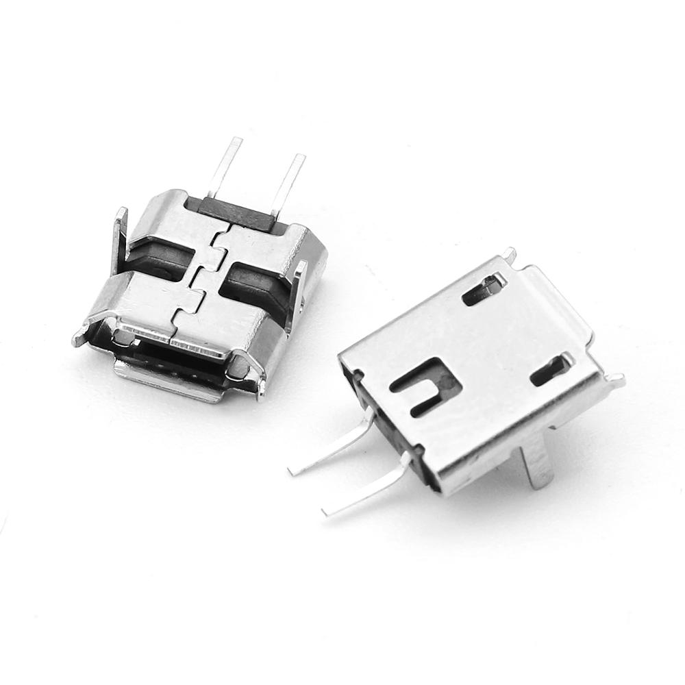 10Pcs- 2Pin MICRO USB Female Socket Type-B 2 Pin Leads Female DIP Power Socket Connector Micro USB Panel Mount Without Cables For Charging Socket LED Light DIY. 