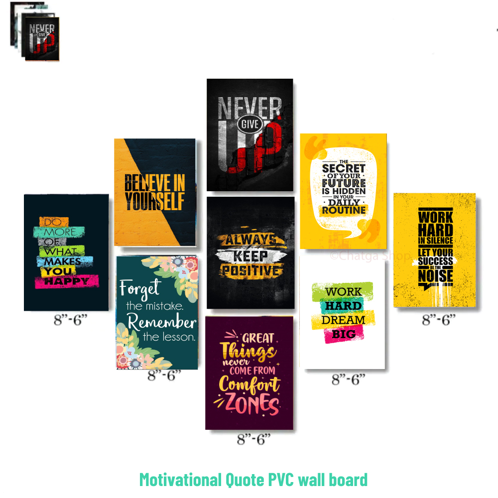 9 piece motivational quote pvc wall board for room decoration wall