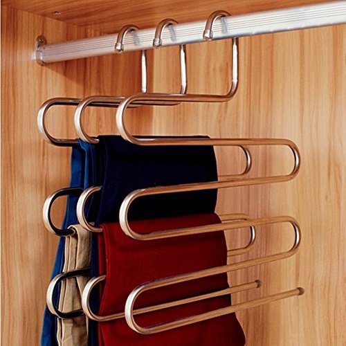 5 layers S Shape MultiFunctional Clothes Hangers Saree Hanger by Levelex. 